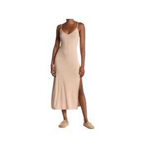 Abound Jersey Knit Slip Dress Beige Size L Minimalist Neutral Coastal Classic